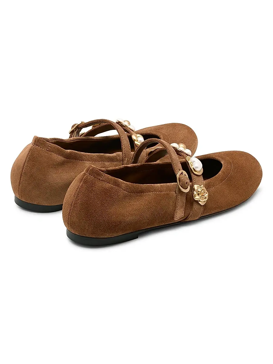 Stuart Weitzman Women's Socharming Suede Mary Jane Ballet Flats | Thumbnail 3 Stuart Weitzman Women's Socharming Suede Mary Jane Ballet Flats | Thumbnail 3