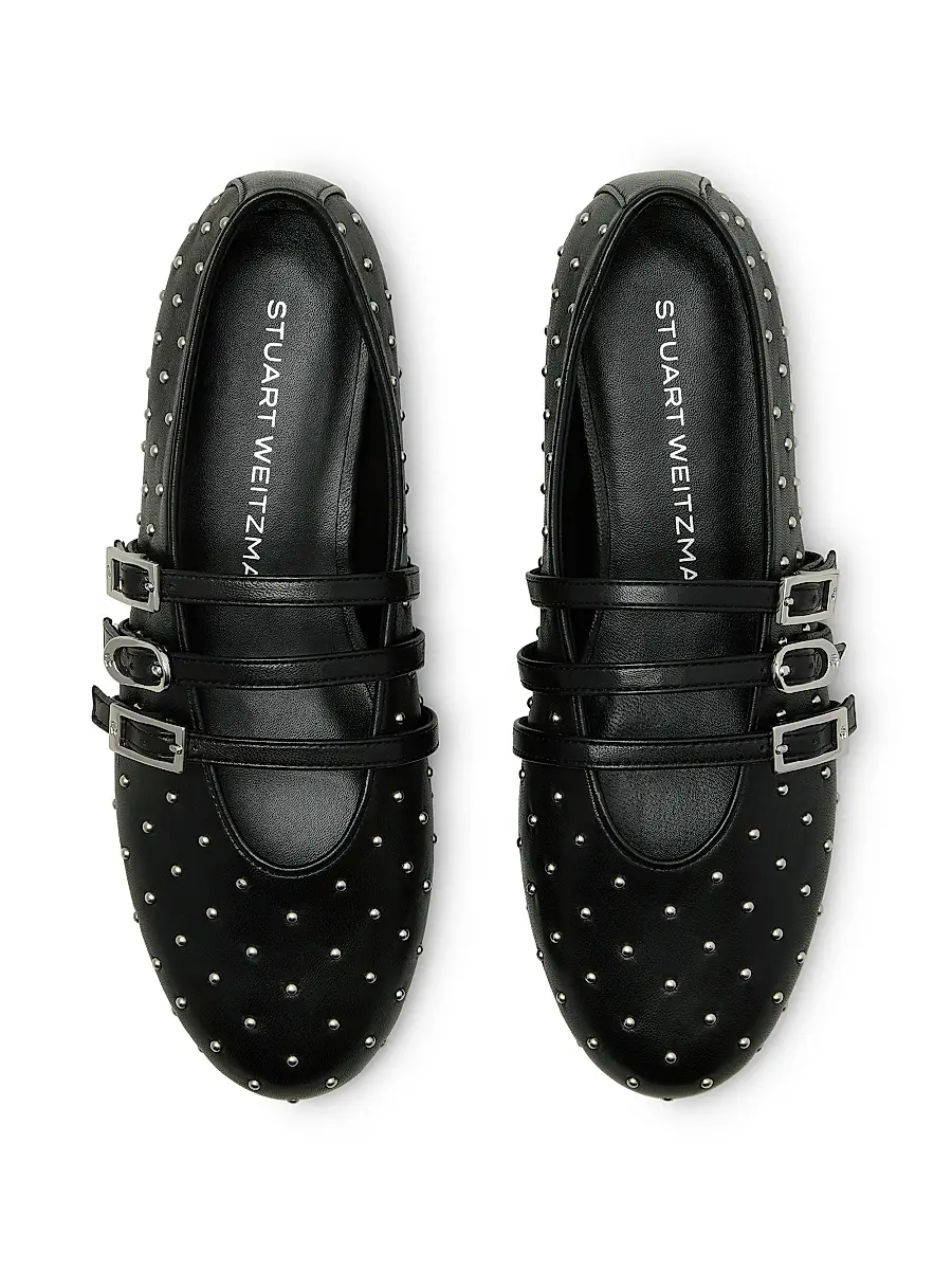 Stuart Weitzman Women's Sostud Studded Leather Mary Janes | Thumbnail 4 Stuart Weitzman Women's Sostud Studded Leather Mary Janes | Thumbnail 4