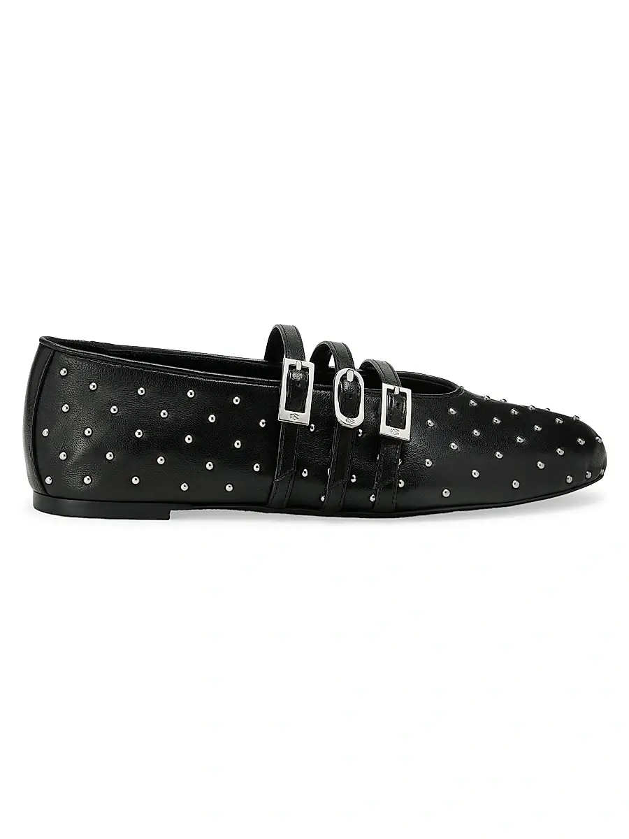Stuart Weitzman Women's Sostud Studded Leather Mary Janes - Black | Image 1 Stuart Weitzman Women's Sostud Studded Leather Mary Janes - Black | Image 1