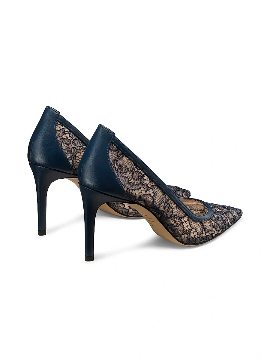 Stuart Weitzman Women's Stuart Power 85MM Floral Lace Leather Pumps | Thumbnail 3 Stuart Weitzman Women's Stuart Power 85MM Floral Lace Leather Pumps | Thumbnail 3