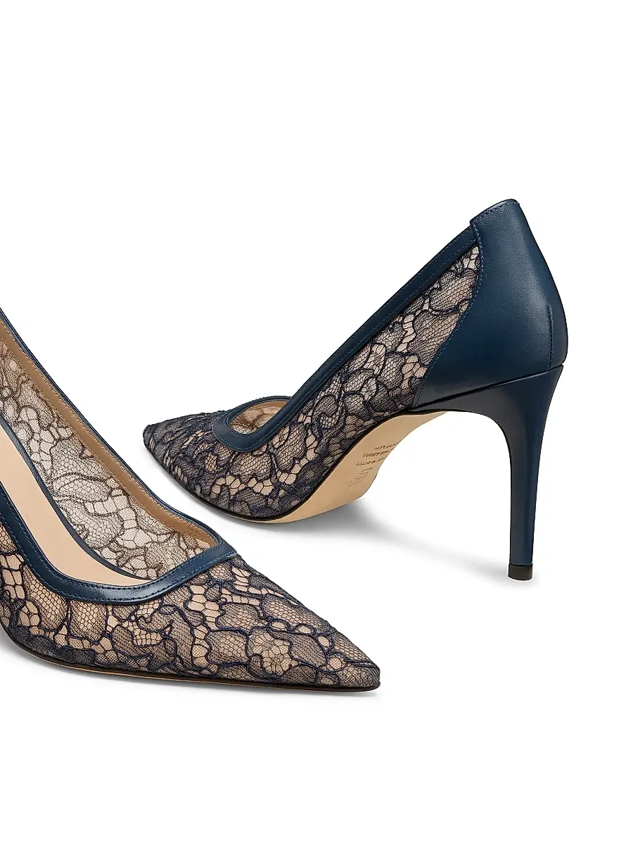Stuart Weitzman Women's Stuart Power 85MM Floral Lace Leather Pumps | Thumbnail 4 Stuart Weitzman Women's Stuart Power 85MM Floral Lace Leather Pumps | Thumbnail 4