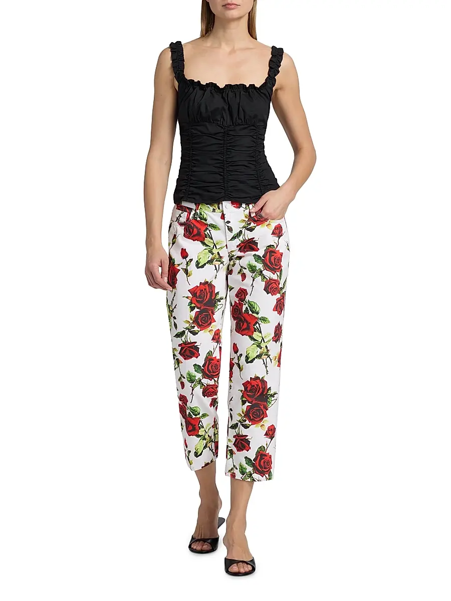 L'Agence Women's Blaine Rose-Print Low-Rise Stovepipe Jeans | Thumbnail 2