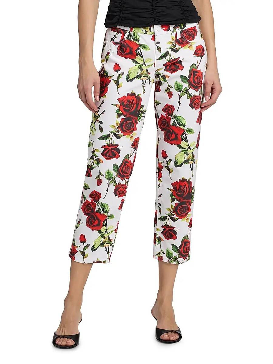 L'Agence Women's Blaine Rose-Print Low-Rise Stovepipe Jeans | Thumbnail 3