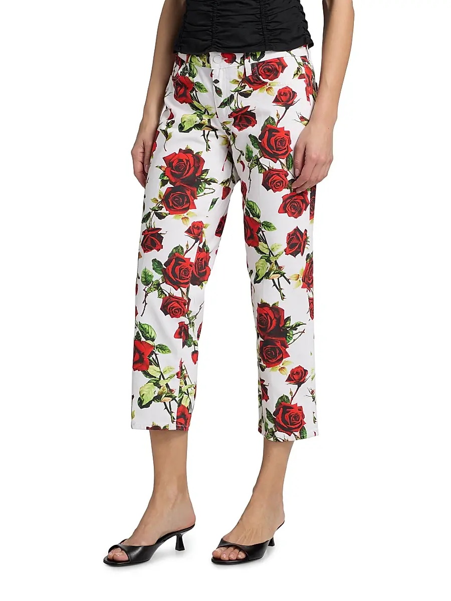 L'Agence Women's Blaine Rose-Print Low-Rise Stovepipe Jeans | Thumbnail 4