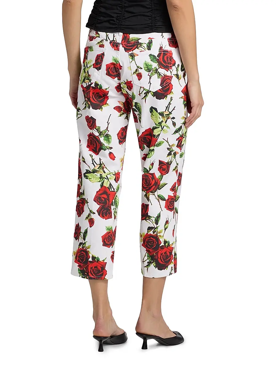 L'Agence Women's Blaine Rose-Print Low-Rise Stovepipe Jeans | Thumbnail 5
