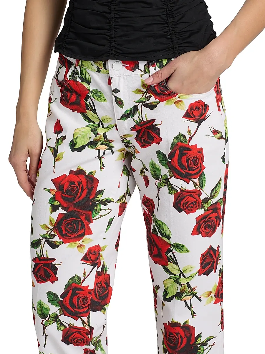 L'Agence Women's Blaine Rose-Print Low-Rise Stovepipe Jeans | Thumbnail 6
