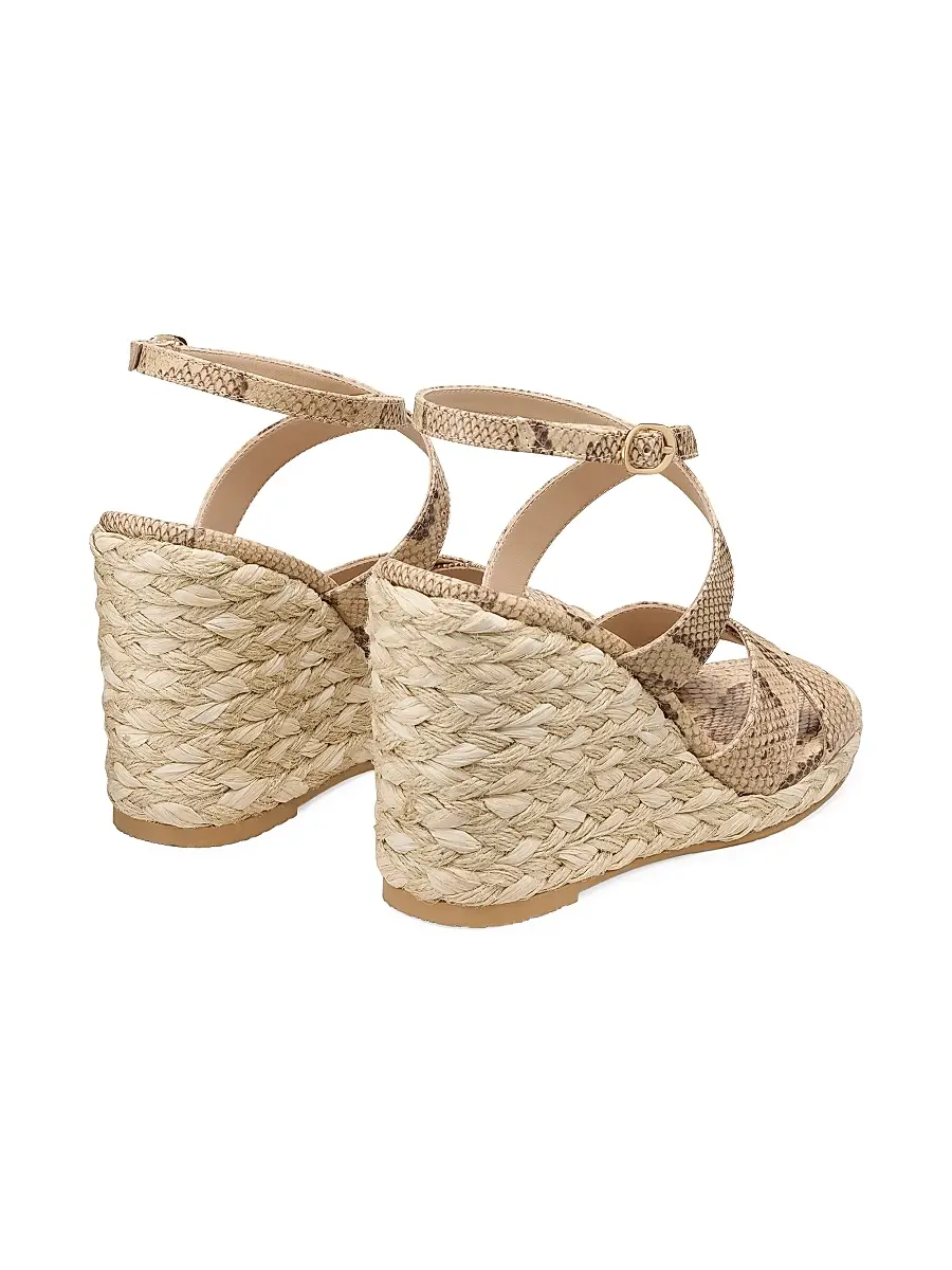 Stuart Weitzman Women's Alyssa 100MM Snake-Embossed Wedge Sandals | Thumbnail 4