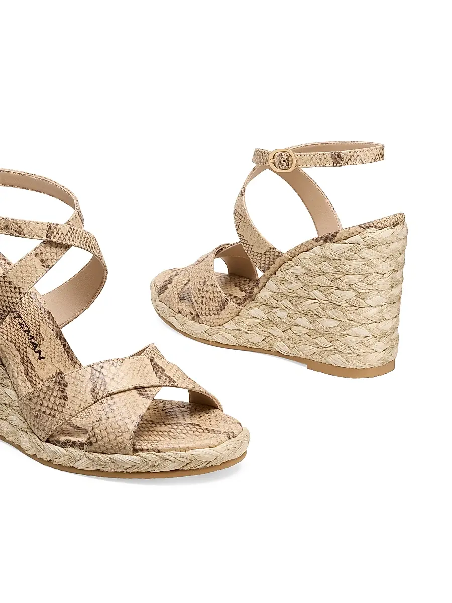 Stuart Weitzman Women's Alyssa 100MM Snake-Embossed Wedge Sandals | Thumbnail 5
