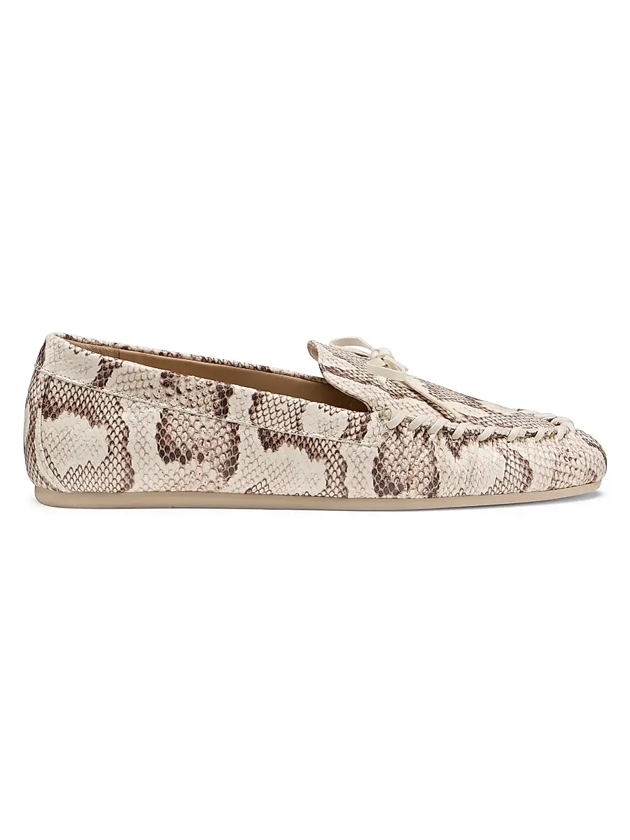 Stuart Weitzman Women's Britt Snake-Embossed Leather Loafers - Cream | Image 1 Stuart Weitzman Women's Britt Snake-Embossed Leather Loafers - Cream | Image 1