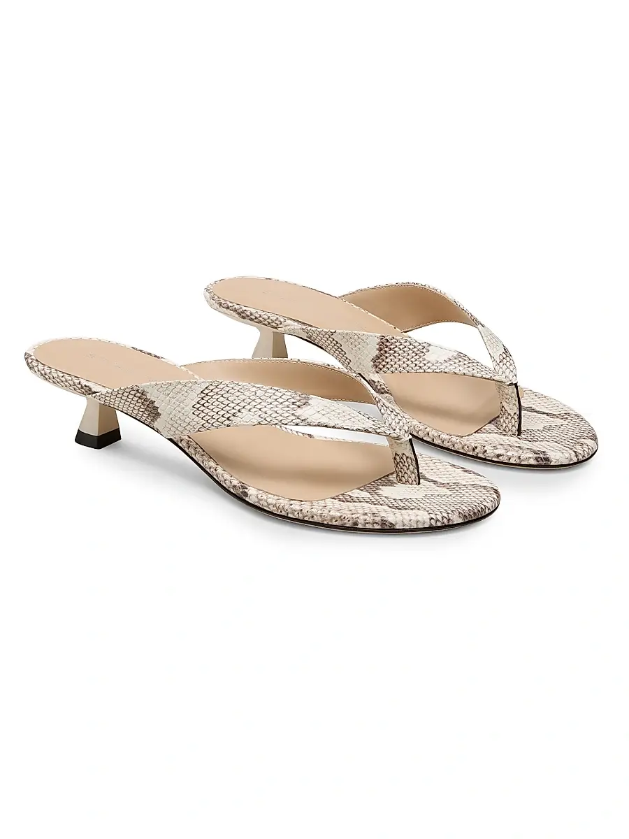 Stuart Weitzman Women's Rio Sleek 35MM Snake-Print Kitten-Heel Sandals | Thumbnail 2 Stuart Weitzman Women's Rio Sleek 35MM Snake-Print Kitten-Heel Sandals | Thumbnail 2