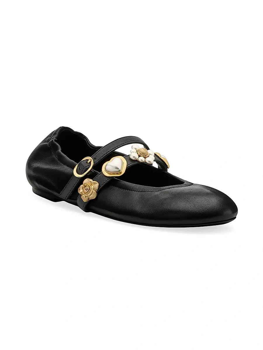 Stuart Weitzman Women's Socharming Leather Mary Jane Ballet Flats | Thumbnail 2