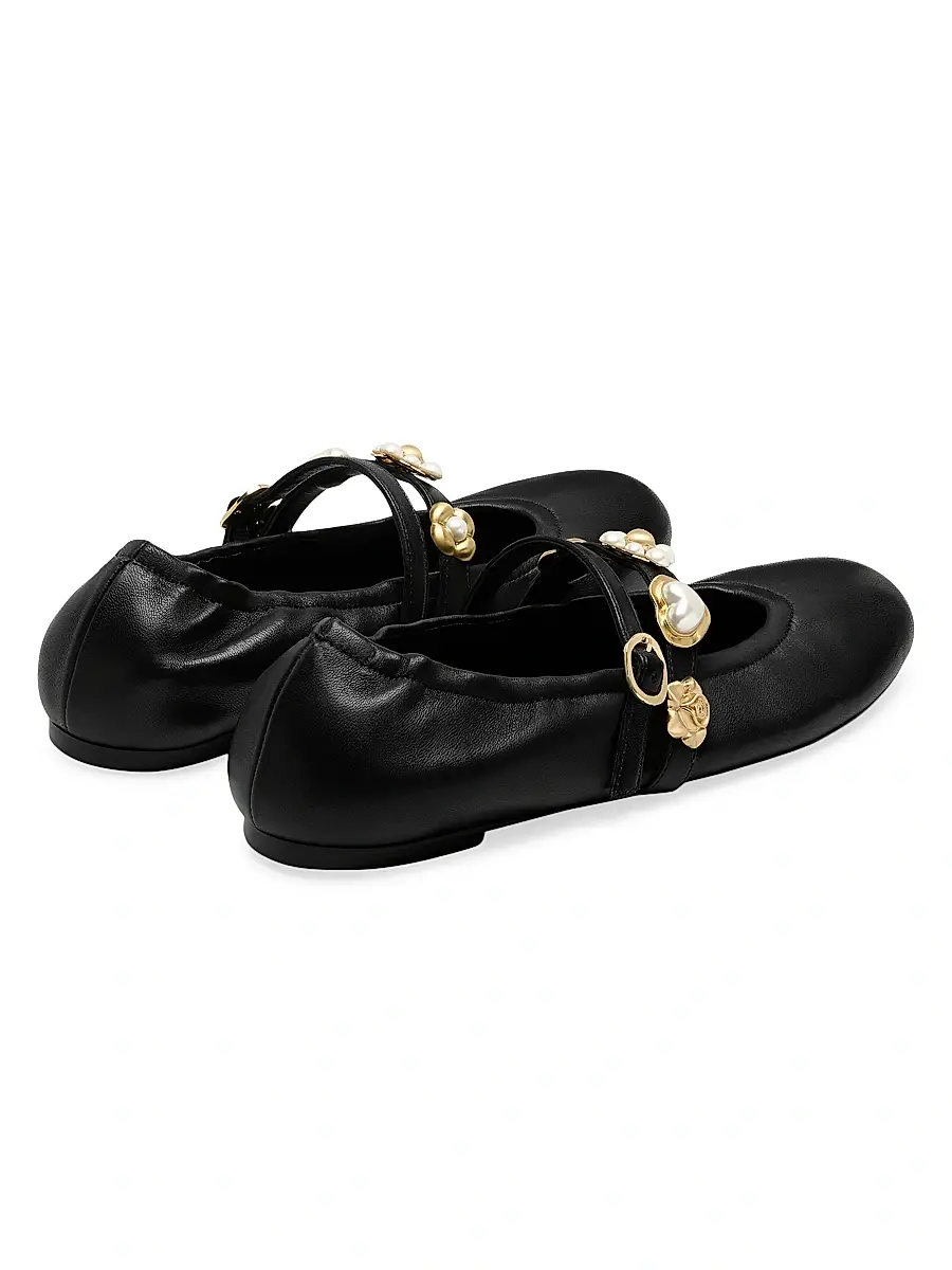 Stuart Weitzman Women's Socharming Leather Mary Jane Ballet Flats | Thumbnail 3