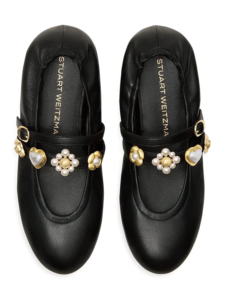 Stuart Weitzman Women's Socharming Leather Mary Jane Ballet Flats | Thumbnail 5
