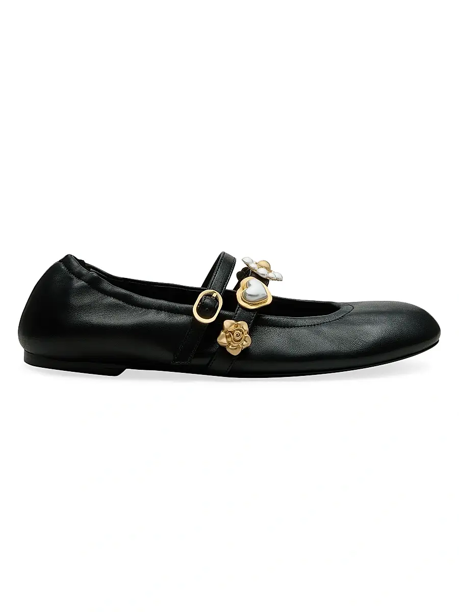 Stuart Weitzman Women's Socharming Leather Mary Jane Ballet Flats - Black | Image 1 Stuart Weitzman Women's Socharming Leather Mary Jane Ballet Flats - Black | Image 1