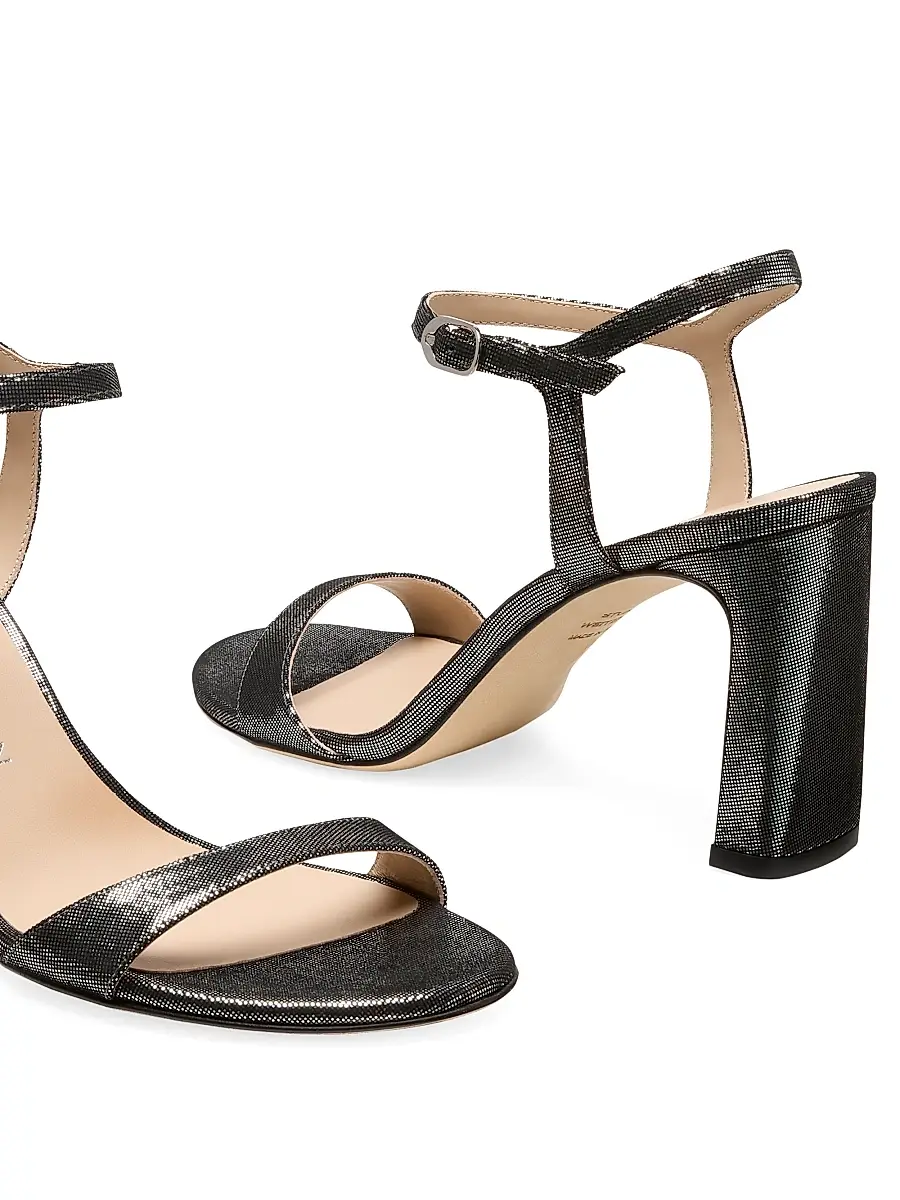 Stuart Weitzman Women's Babette 85MM Textured Leather Sandals | Thumbnail 4