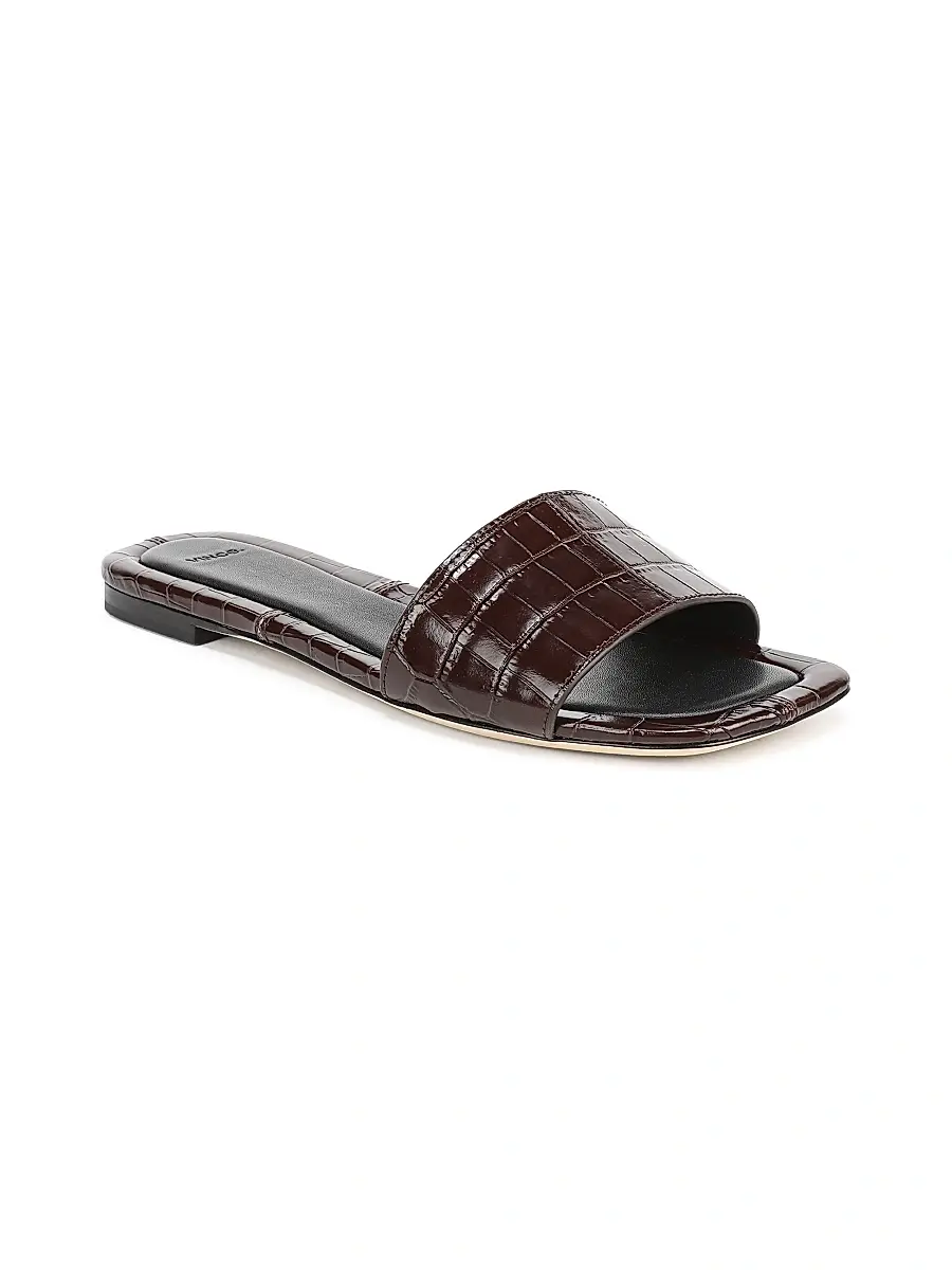 Vince Women's Valeria Croc-Embossed Leather Slides | Thumbnail 2 Vince Women's Valeria Croc-Embossed Leather Slides | Thumbnail 2
