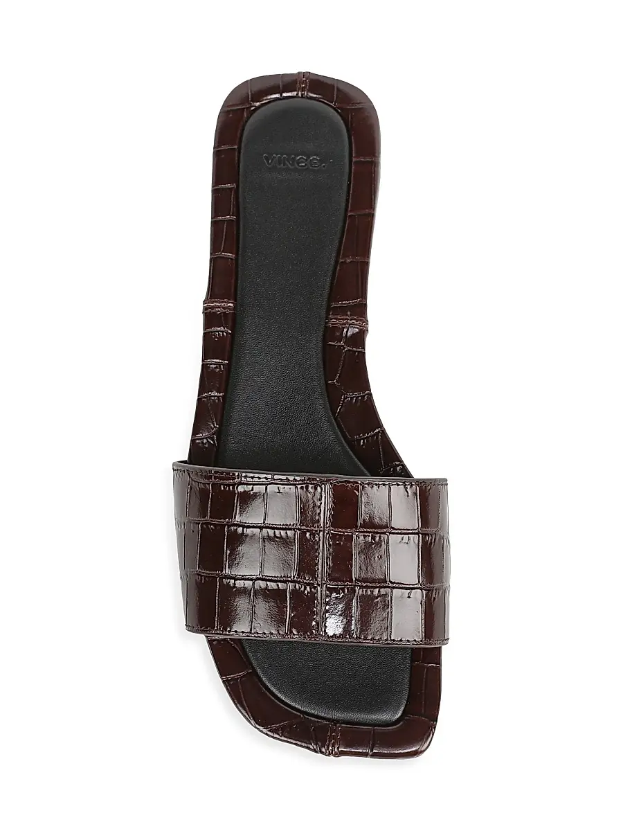 Vince Women's Valeria Croc-Embossed Leather Slides | Thumbnail 4 Vince Women's Valeria Croc-Embossed Leather Slides | Thumbnail 4