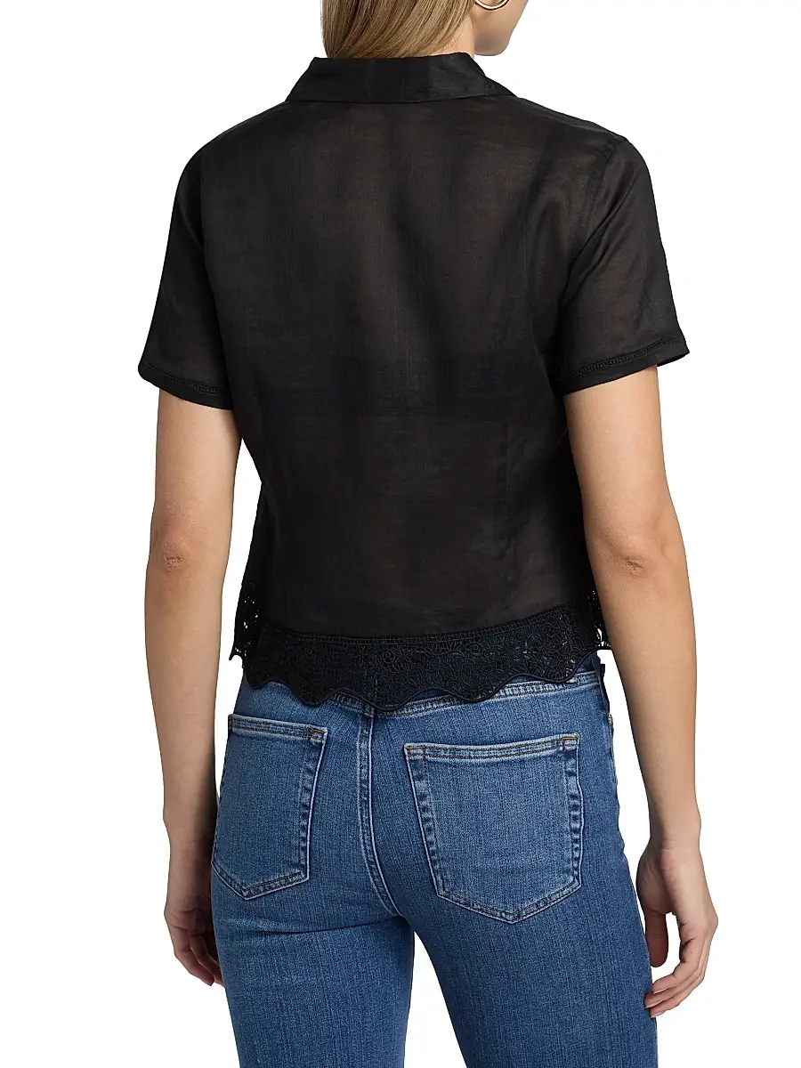 Frame Women's The Embroidered Seaside Lace-Trim Button-Front Shirt | Thumbnail 5