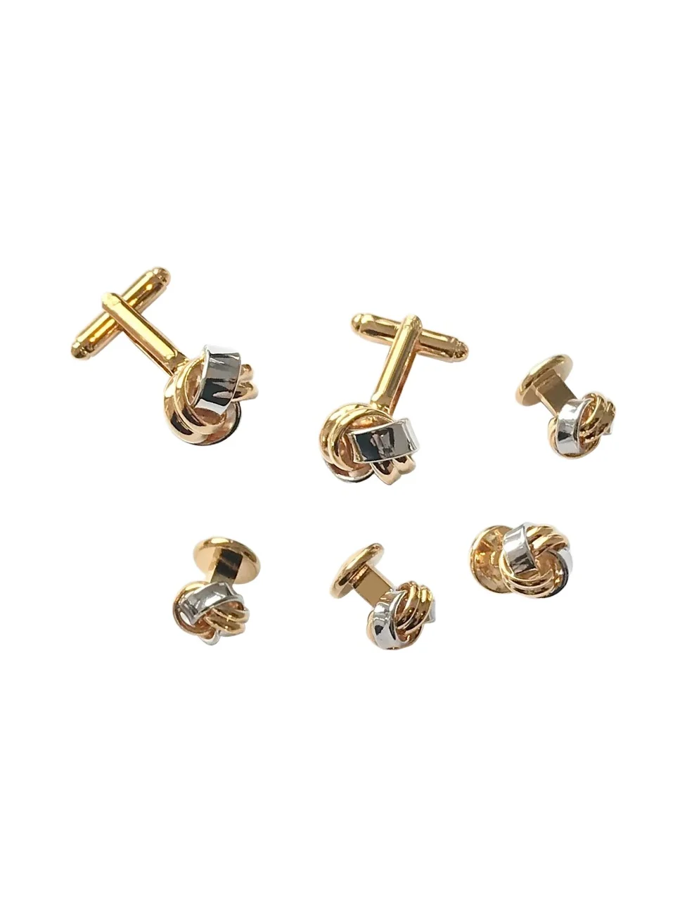 Men's Classic Knot Cufflinks & Studs Set - Silver