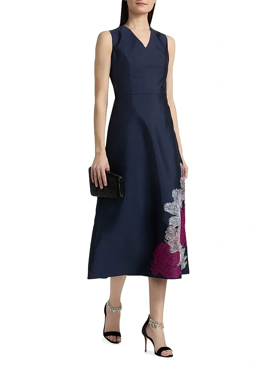 Kay Unger Women's Aria Floral Tea-Length Cocktail Dress | Thumbnail 2 Kay Unger Women's Aria Floral Tea-Length Cocktail Dress | Thumbnail 2