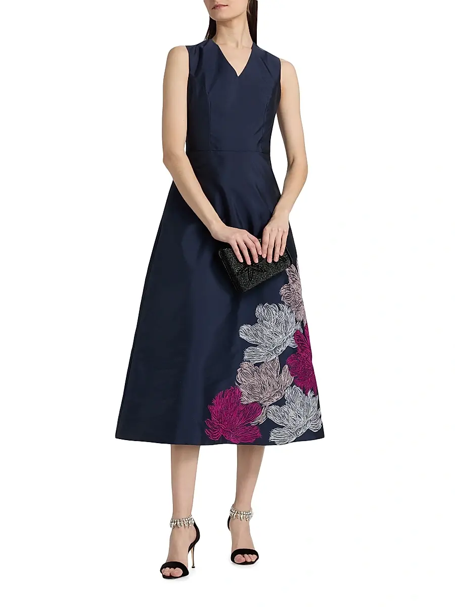 Kay Unger Women's Aria Floral Tea-Length Cocktail Dress | Thumbnail 3 Kay Unger Women's Aria Floral Tea-Length Cocktail Dress | Thumbnail 3