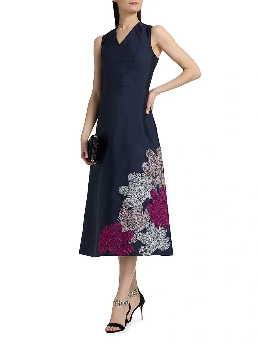 Kay Unger Women's Aria Floral Tea-Length Cocktail Dress | Thumbnail 4 Kay Unger Women's Aria Floral Tea-Length Cocktail Dress | Thumbnail 4