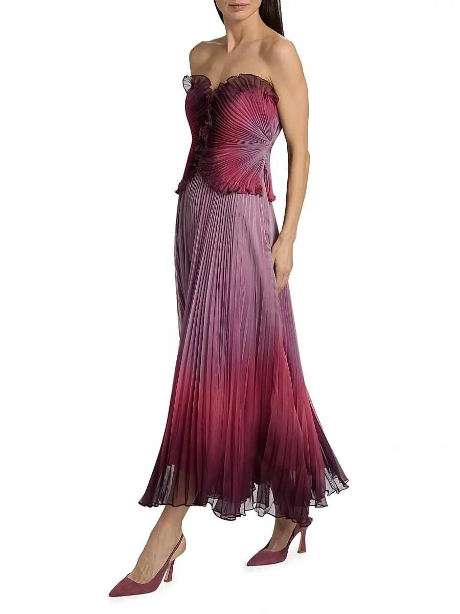 Amur Women's Delyth Pleated Strapless Tea-Length Dress | Thumbnail 2 Amur Women's Delyth Pleated Strapless Tea-Length Dress | Thumbnail 2