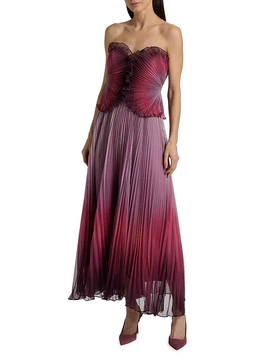 Amur Women's Delyth Pleated Strapless Tea-Length Dress | Thumbnail 3 Amur Women's Delyth Pleated Strapless Tea-Length Dress | Thumbnail 3