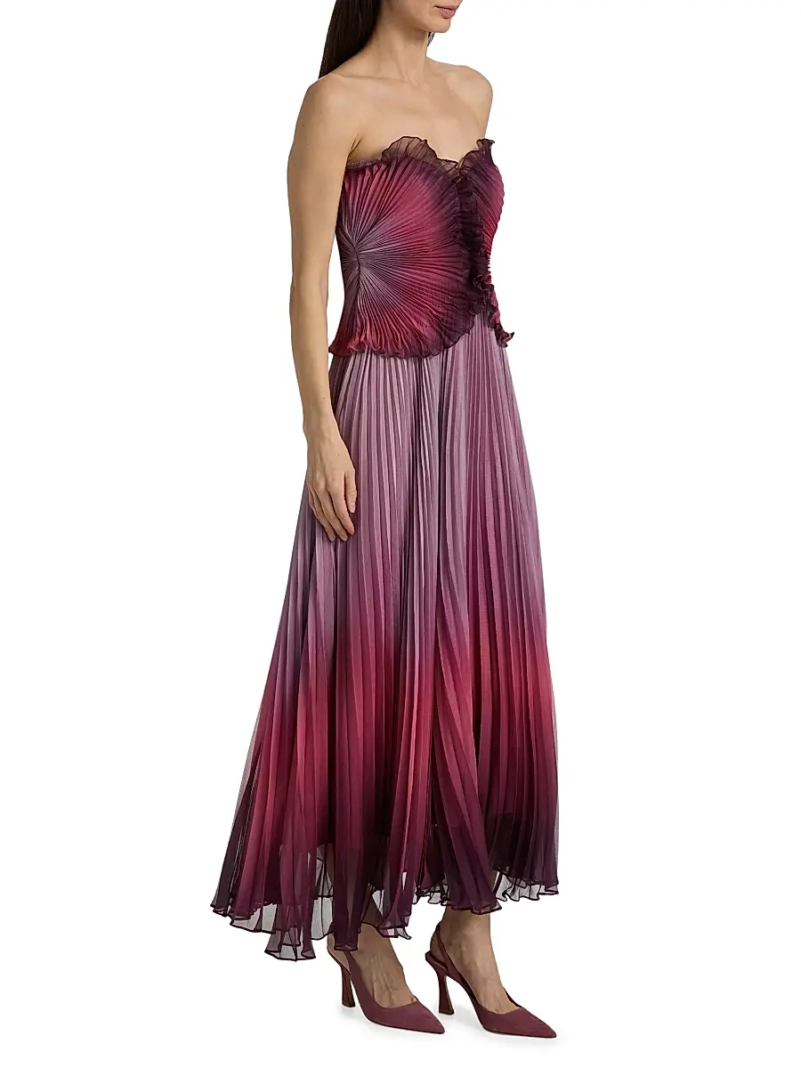 Amur Women's Delyth Pleated Strapless Tea-Length Dress | Thumbnail 4 Amur Women's Delyth Pleated Strapless Tea-Length Dress | Thumbnail 4
