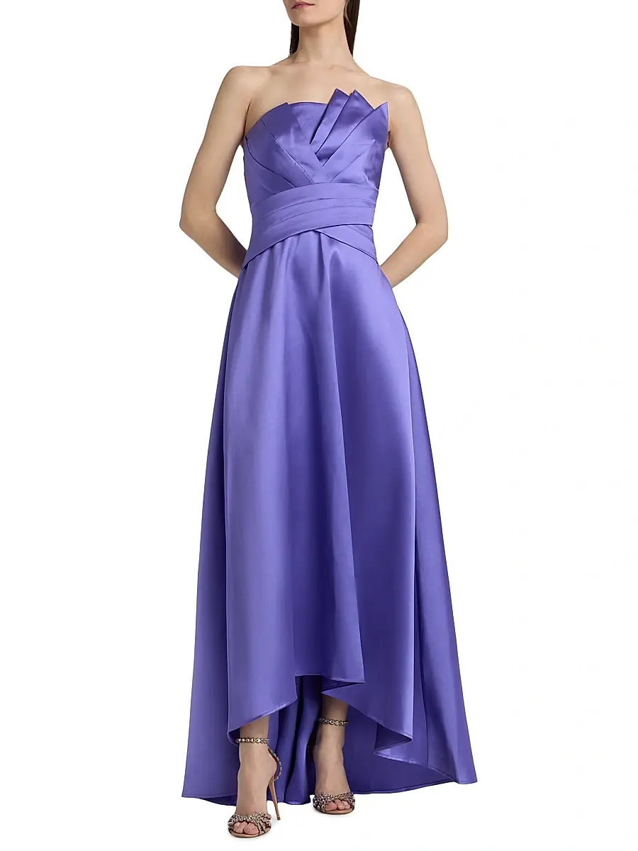THEIA Women's Coco Strapless High-Low Mikado Gown | Thumbnail 3 THEIA Women's Coco Strapless High-Low Mikado Gown | Thumbnail 3