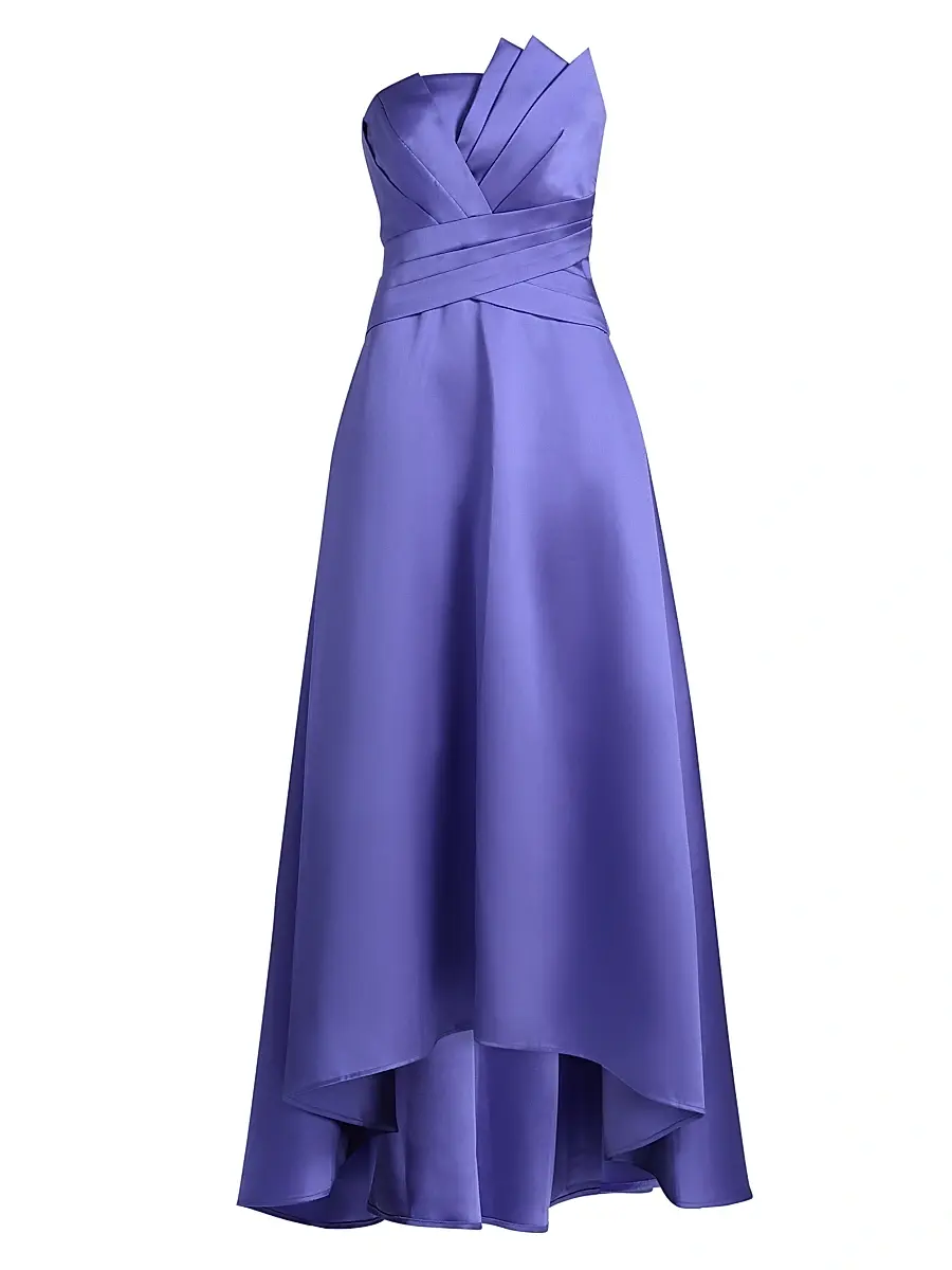 Theia Women's Coco Strapless High-Low Mikado Gown - Iris Bloom | Image 1 Theia Women's Coco Strapless High-Low Mikado Gown - Iris Bloom | Image 1