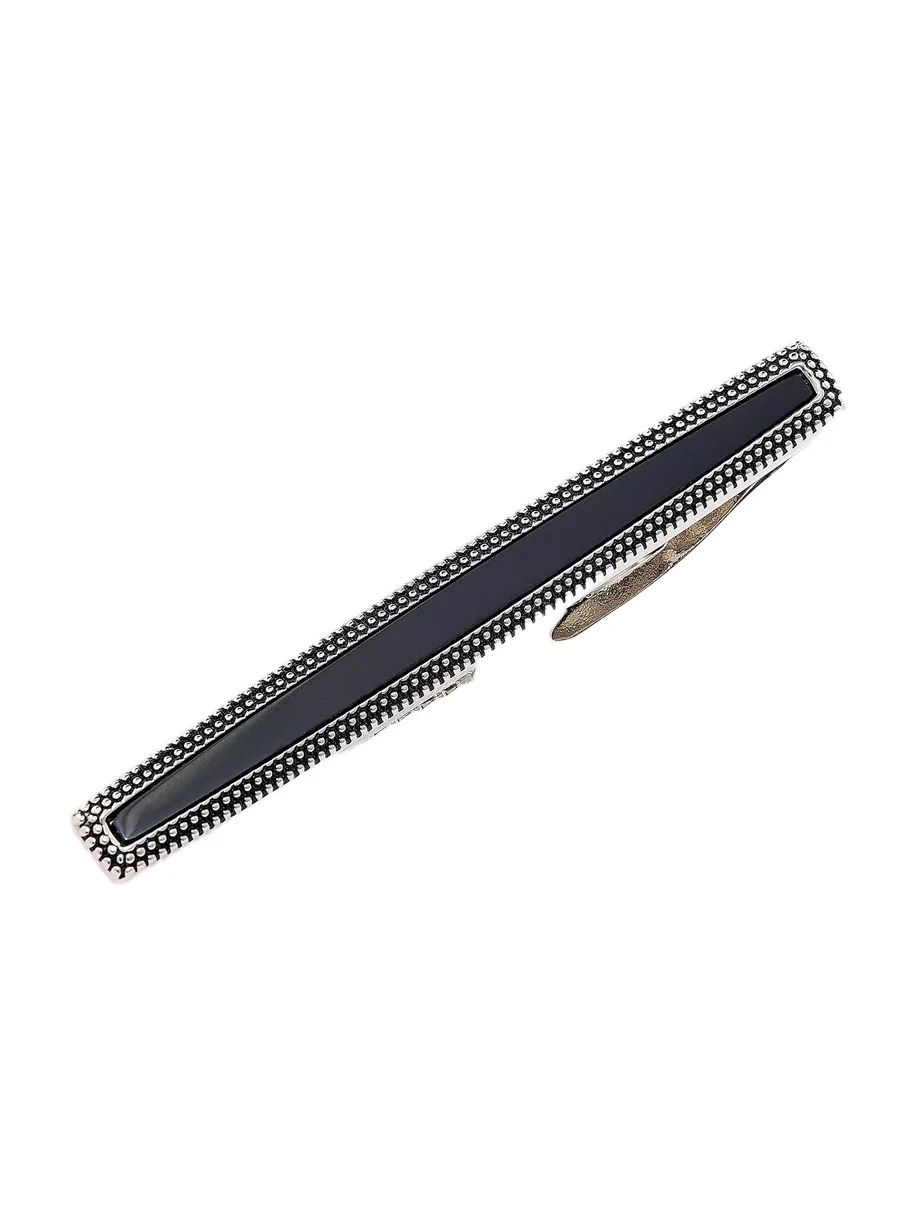 Men's Onyx Dotted Frame Tie Bar