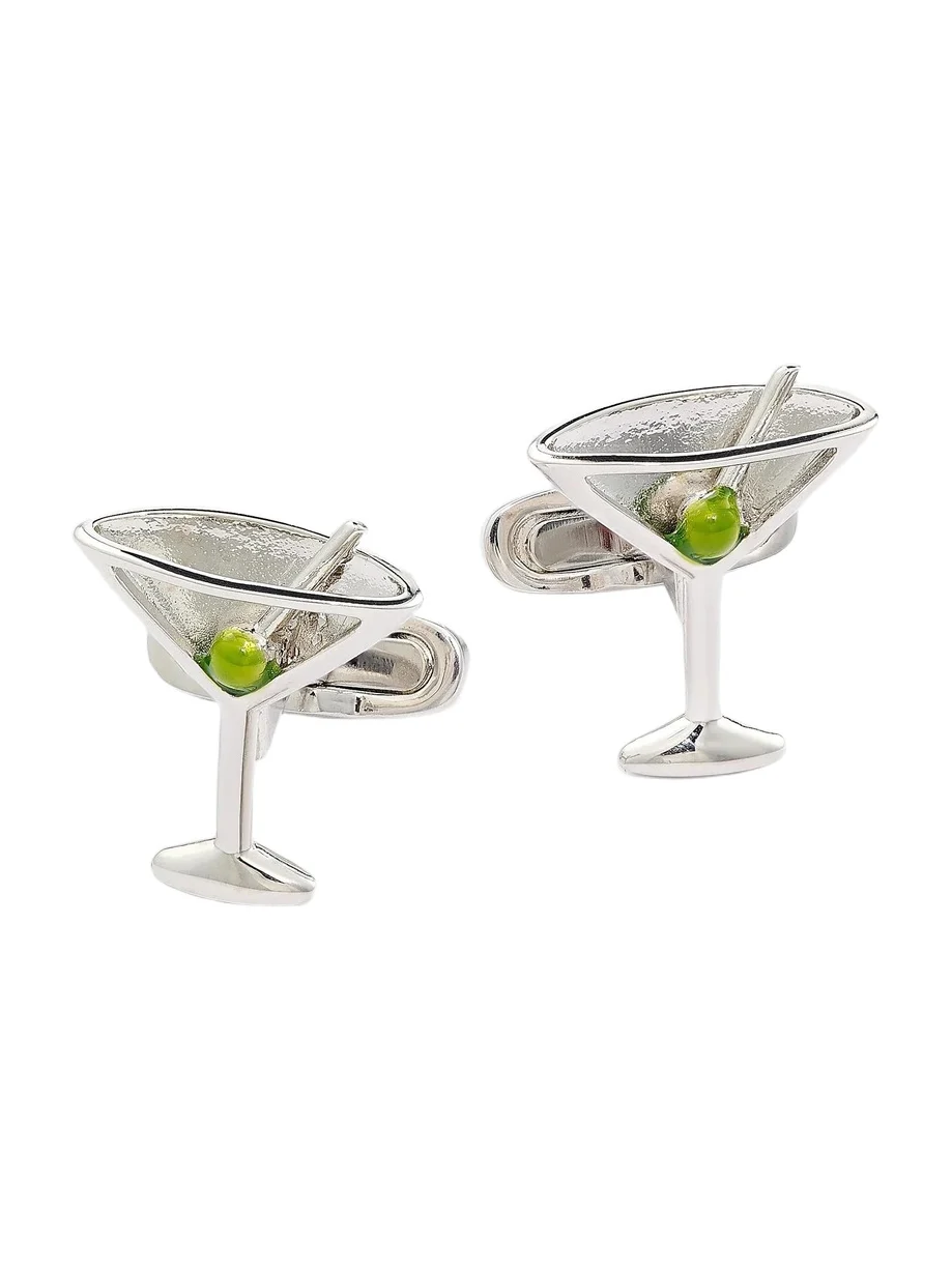 Link Up Men's Martini GlassSilver-Plated Brass Cufflinks
