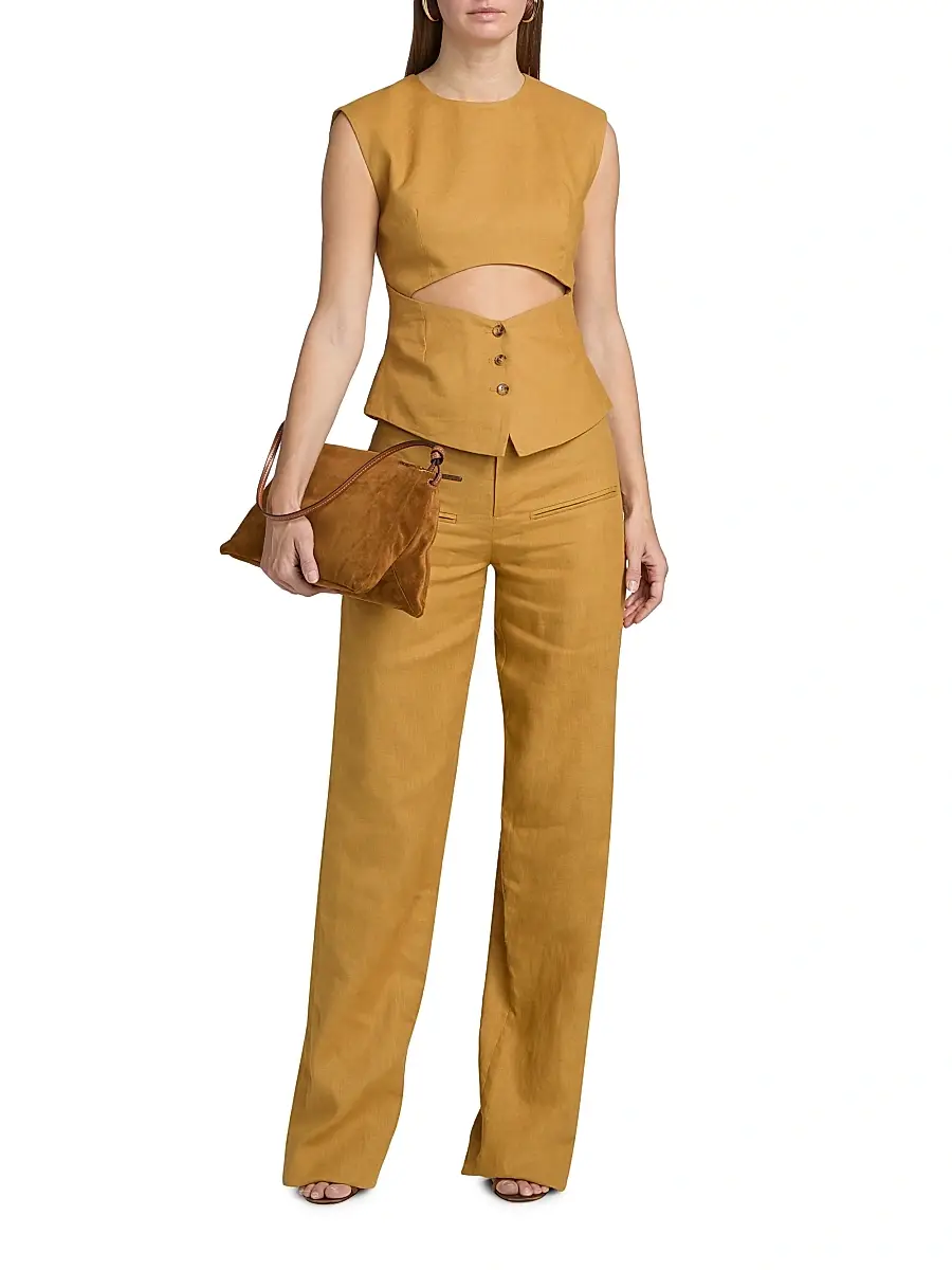 Et Ochs Women's Conan Linen-Cotton High-Rise Straight-Leg Pants | Thumbnail 2 Et Ochs Women's Conan Linen-Cotton High-Rise Straight-Leg Pants | Thumbnail 2