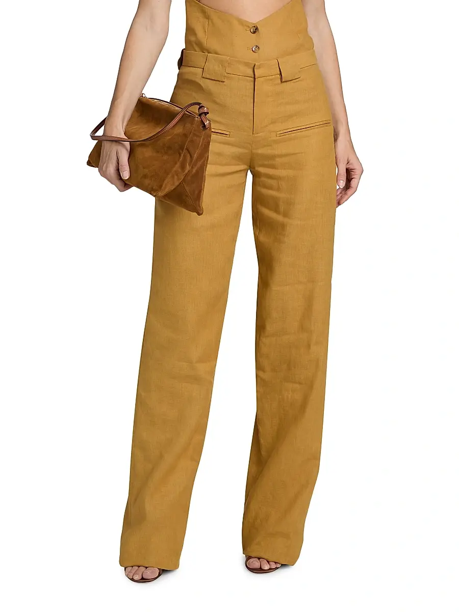 Et Ochs Women's Conan Linen-Cotton High-Rise Straight-Leg Pants | Thumbnail 3 Et Ochs Women's Conan Linen-Cotton High-Rise Straight-Leg Pants | Thumbnail 3