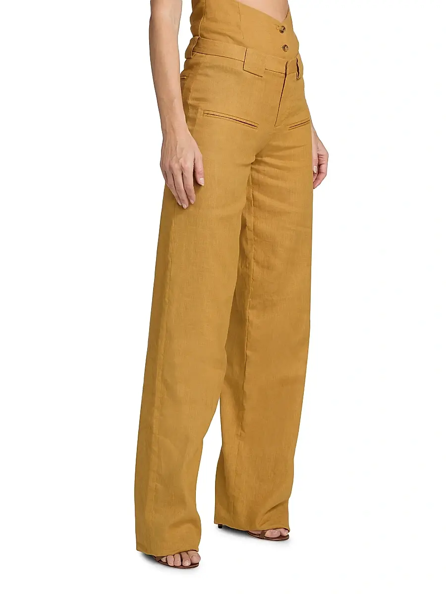 Et Ochs Women's Conan Linen-Cotton High-Rise Straight-Leg Pants | Thumbnail 4 Et Ochs Women's Conan Linen-Cotton High-Rise Straight-Leg Pants | Thumbnail 4