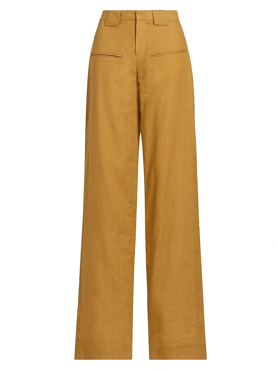 Et Ochs Women's Conan Linen-Cotton High-Rise Straight-Leg Pants
