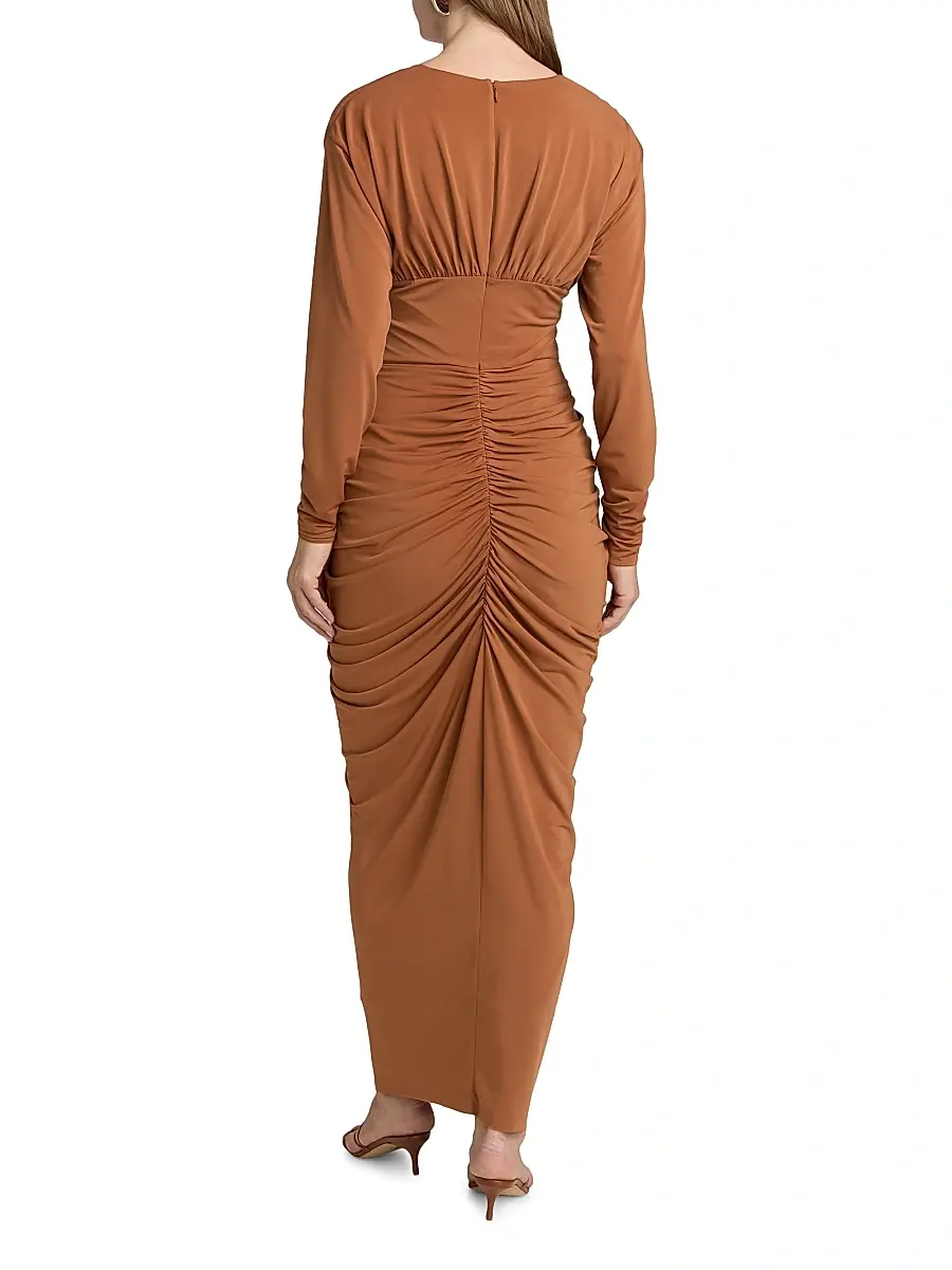 Et Ochs Women's Athens Jersey Ruched Plunge Midi-Dress | Thumbnail 5 Et Ochs Women's Athens Jersey Ruched Plunge Midi-Dress | Thumbnail 5