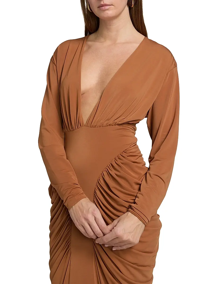 Et Ochs Women's Athens Jersey Ruched Plunge Midi-Dress | Thumbnail 6 Et Ochs Women's Athens Jersey Ruched Plunge Midi-Dress | Thumbnail 6