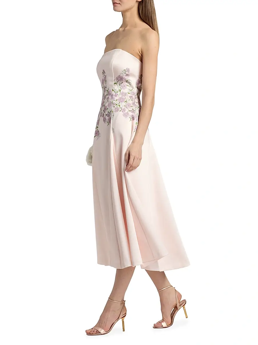 Kay Unger Women's Tabitha Floral Tea-Length Strapless Cocktail Dress | Thumbnail 2 Kay Unger Women's Tabitha Floral Tea-Length Strapless Cocktail Dress | Thumbnail 2
