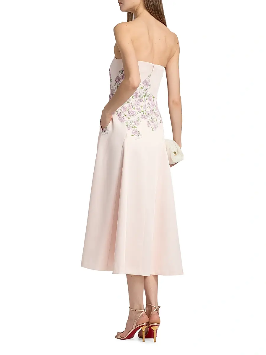 Kay Unger Women's Tabitha Floral Tea-Length Strapless Cocktail Dress | Thumbnail 5 Kay Unger Women's Tabitha Floral Tea-Length Strapless Cocktail Dress | Thumbnail 5