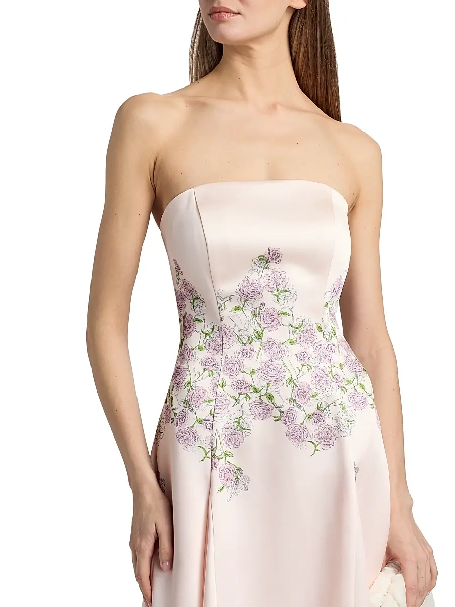 Kay Unger Women's Tabitha Floral Tea-Length Strapless Cocktail Dress | Thumbnail 6 Kay Unger Women's Tabitha Floral Tea-Length Strapless Cocktail Dress | Thumbnail 6