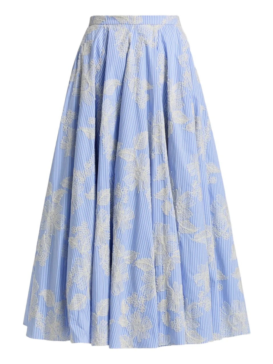 Markarian Women's Soleil Floral-Embroidered Pinstripe Midi-Skirt