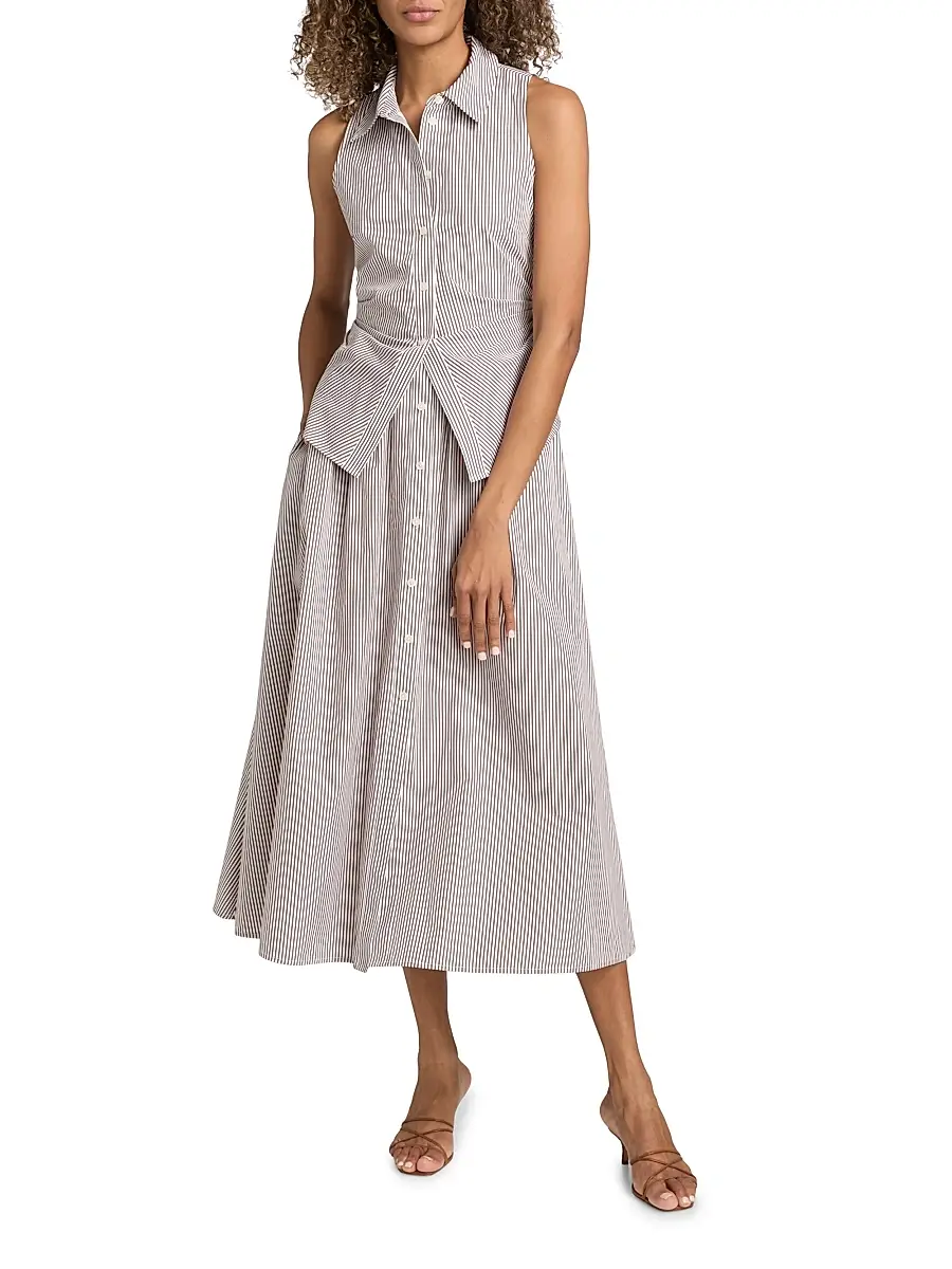 TANYA TAYLOR Women's Hannah Striped Cotton Sleeveless Shirtdress | Thumbnail 2 TANYA TAYLOR Women's Hannah Striped Cotton Sleeveless Shirtdress | Thumbnail 2