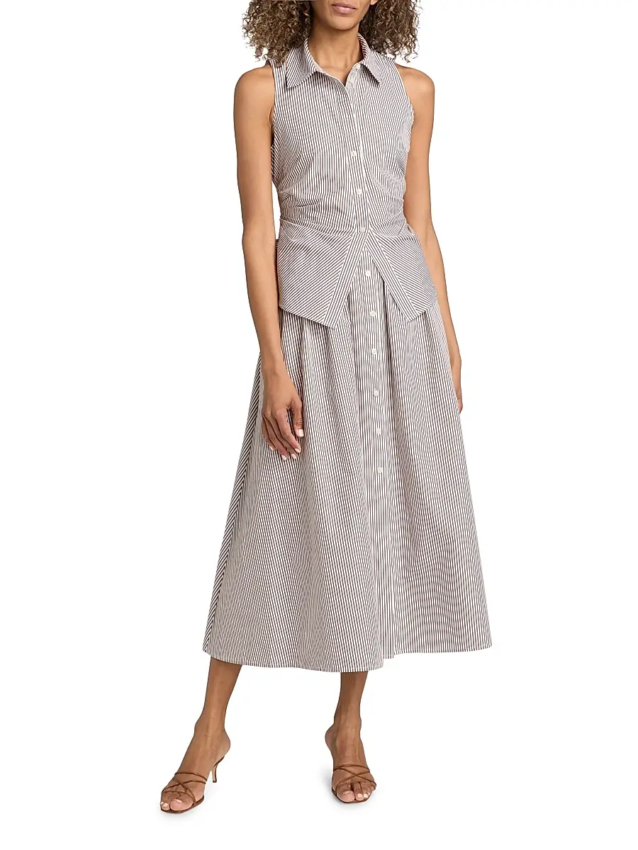 TANYA TAYLOR Women's Hannah Striped Cotton Sleeveless Shirtdress | Thumbnail 3 TANYA TAYLOR Women's Hannah Striped Cotton Sleeveless Shirtdress | Thumbnail 3