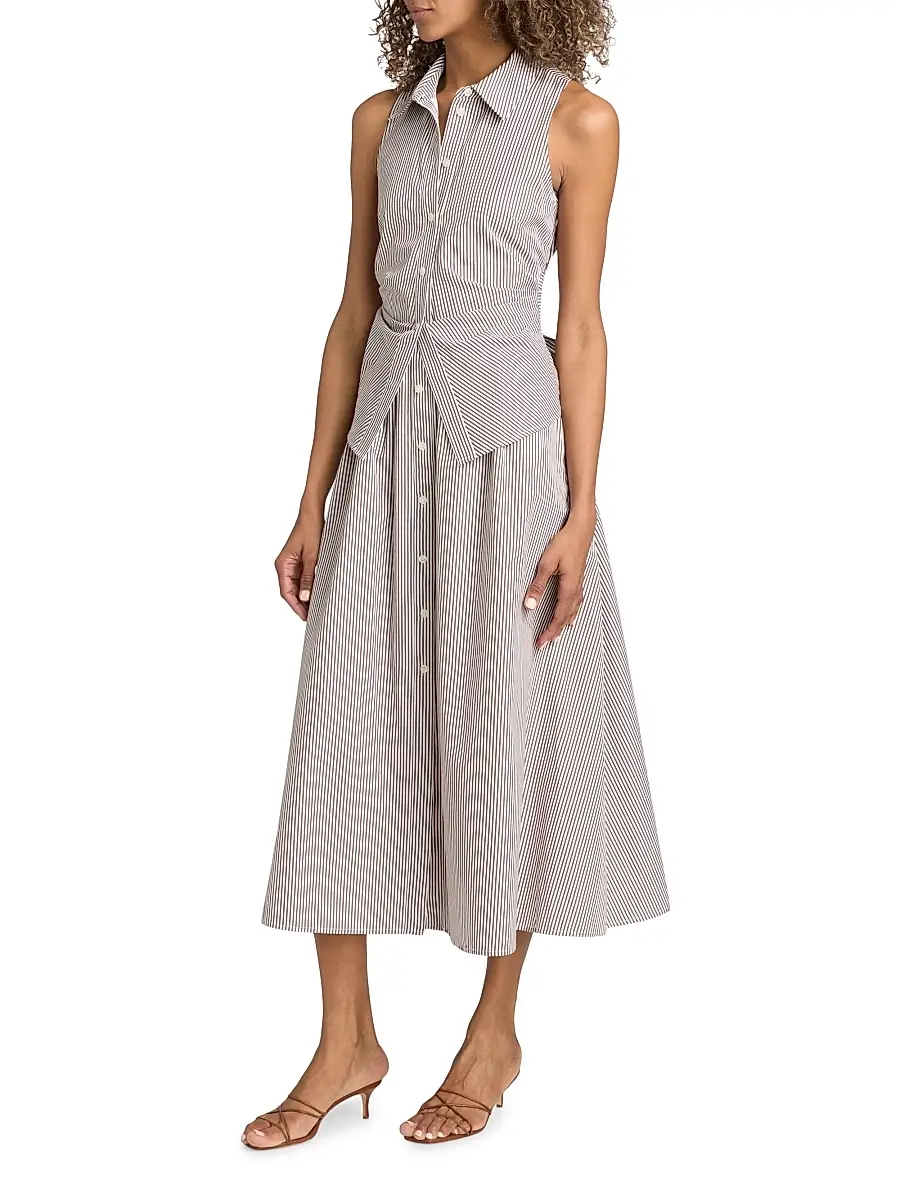 TANYA TAYLOR Women's Hannah Striped Cotton Sleeveless Shirtdress | Thumbnail 4 TANYA TAYLOR Women's Hannah Striped Cotton Sleeveless Shirtdress | Thumbnail 4