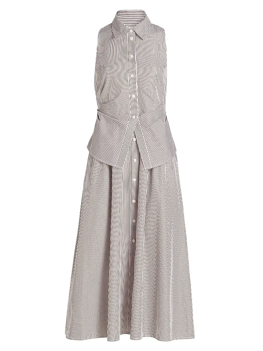 TANYA TAYLOR Women's Hannah Striped Cotton Sleeveless Shirtdress