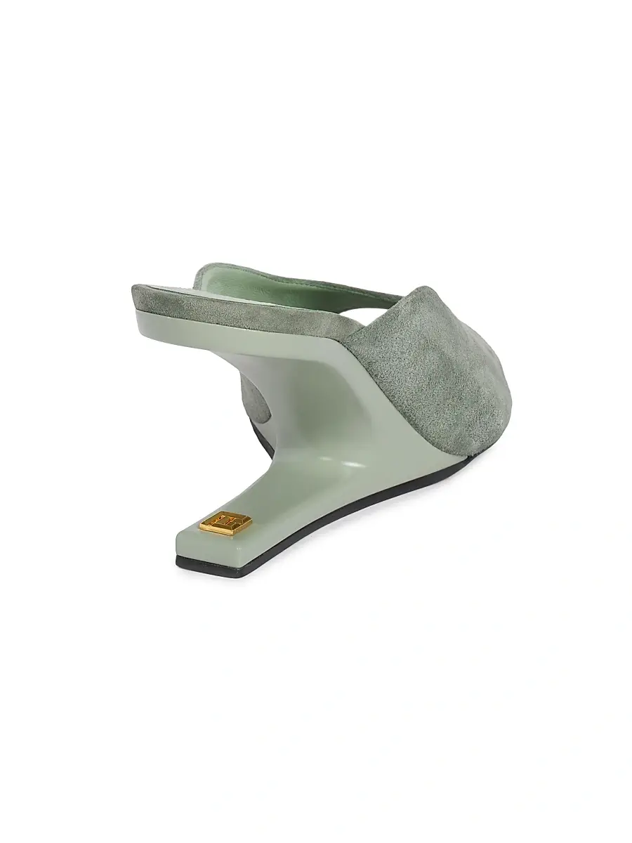 Balmain Women's 75MM Suede Mules - Faded Green | Thumbnail 3 Balmain Women's 75MM Suede Mules - Faded Green | Thumbnail 3