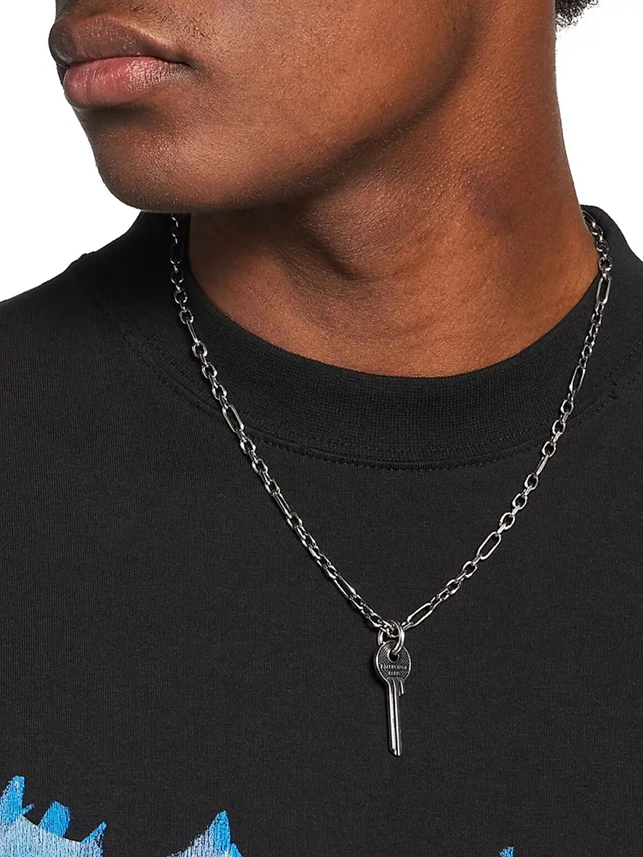 Balenciaga Men's Neverlost Thin Necklace - Antique Silver | Thumbnail 2