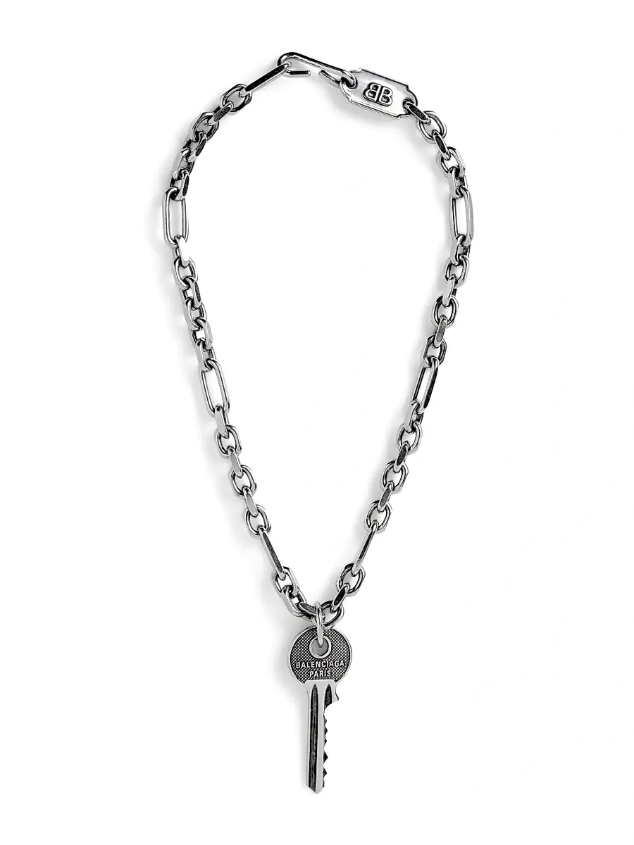 Balenciaga Men's Neverlost Thin Necklace - Antique Silver | Image 1 Balenciaga Men's Neverlost Thin Necklace - Antique Silver | Image 1